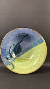 lot 51 image: Ceramic Rice Bowl with Blue and Green Glaze Finish 10 inch diameter