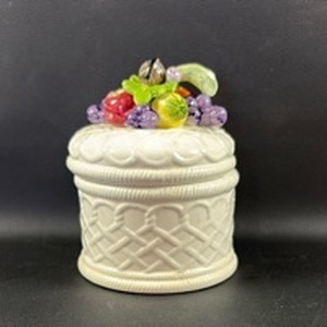 lot 72 image: Ceramic Decorative Container with Fruit Finial Lid