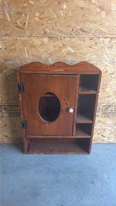 lot 118 image: Wall Cabinet - Solid Wood - Needs Some Minor TLC - 31 x 24