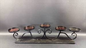 lot 94 image: 5-plate scroll pillar candle holder with 3 inch plates