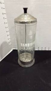 lot 1015 image: Vintage King Research Barbicide disinfecting jar 11 inches tall