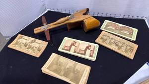 Antique stereoscope and stereo viewer cards