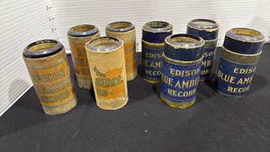 lot 1042 image: Antique Edison Blue Amberol phonograph cylinder cases