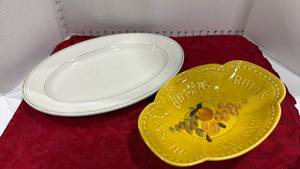 lot 1093 image: Ceramic Bread bowl and platter