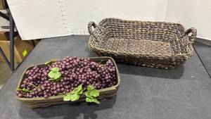 lot 1178 image: 2 baskets and faux grapes largest 6x20x13.5