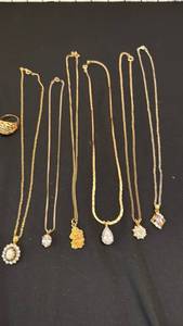 lot 1211 image: Womens jewelry including rings, watch and necklaces