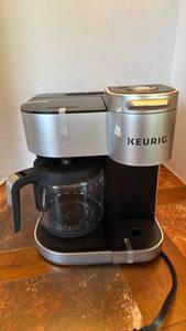 lot 2000 image: Keurig Duo KCup or ground works good, burner under pot keeps warm only