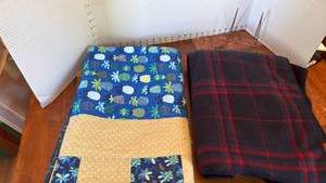 lot 2013 image: Quilt 3 ft x 4 ft and poncho with easel
