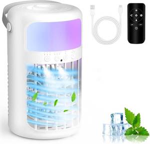 lot 5501 image: Portable Air Conditioner 4-in-1 Ice Fan, 1500ml Tank, 3 Speeds, Remote, 2-8h
