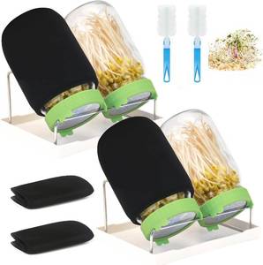 lot 5502 image: Lulonpon Sprouting Kit, 4 Jars with Wide Mouth Quart Mason Jars, 1000ml  1 Is