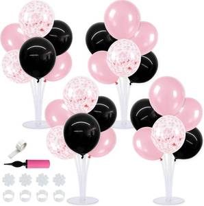 lot 5507 image: TONIFUL 4 Set Black Pink Balloon Stand Balloon Centerpieces for Table Decor