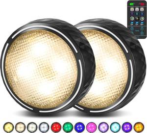 lot 5510 image: TECOMLIGHT Puck Lights with Remote, AA Battery Operated, Black, 2 Pack