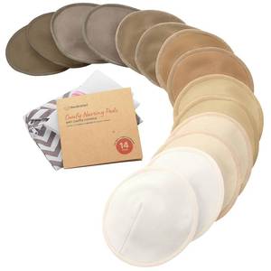 lot 5512 image: Organic Nursing Pads, 14 Washable Breast Pads,Wash Bag (Coffee, L 5)