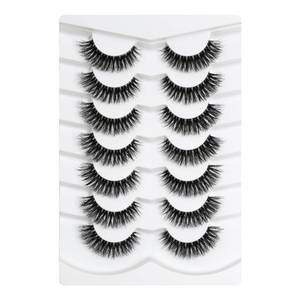 lot 5513 image: 3D Clear Band Lashes Natural Volume D Curl Cat Eye Wispy Reusable 7 Pairs