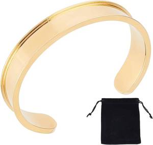 lot 5514 image: UNICRAFTALE Cuff Bracelet Blank Grooved Open Bangles, Adjustable 50-60mm