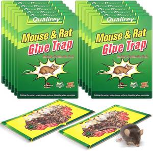 lot 5538 image: Qualirey 12 Pack Sticky Mouse Traps with Extra Large Glue Boards 8.3 x 11.8