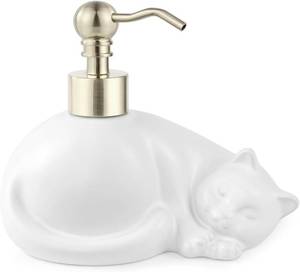 lot 5542 image: White Cute Cat Hand Soap Dispenser Lotion Dispenser Cat Lover Gift