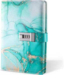 lot 5543 image: Diary with Lock, A5 Lockable Journal, PU Leather, Cyan