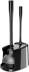 lot 5555 image: MR.SIGA Toilet Plunger and Brush with Holder for Toilet Cleaning, Black