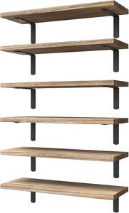 lot 5562 image: WOPITUES Floating Shelves Set of 6 for Wall Decor & Storage, Rustic Brown
