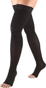 lot 5573 image: Truform 30-40 mmHg Thigh-High Compression Stockings Open-Toe Black X-Large