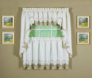 lot 5577 image: Todays Curtain Verona Embroidery Tier, 36, EcruAntique, 60W x 36L
