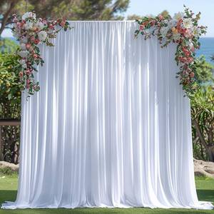 lot 5584 image: 10x10ft Wrinkle-Free White Backdrop Curtain for Parties 5x10ft, 2 Panels