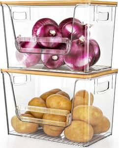 lot 5598 image: Delamu 2-Piece Pantry Organizer and Trash Bag Holder Under Sink, Bamboo Top