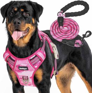 lot 5600 image: Beebiepet Heavy Duty Tactical Dog Harness - Large, Pink Camo, Reflective