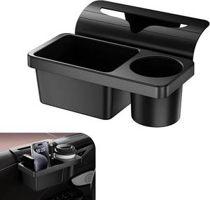 lot 5604 image: Car Window Storage Organizer, 2-in-1 with Cup Holder, Universal Black