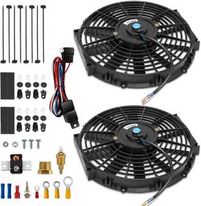 lot 5614 image: Auto Dynasty 12 Dual Electric Radiator Cooling Fan Switch Relay Kit, Black