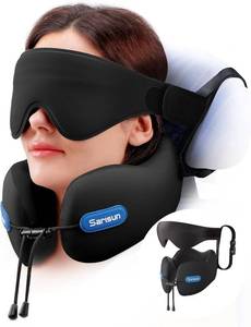 lot 5616 image: SARISUN Neck Pillow Airplane,wSeat Strap Support,3D Eye Mask for Travel