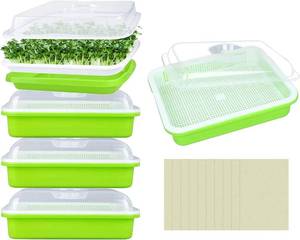 lot 5620 image: Legigo 5 Pack Seed Sprouter Trays with Lids, Microgreens Growing Trays Kit