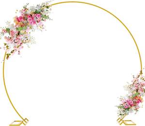 lot 5624 image: Wokceer Round Backdrop Stand 8FT Gold Wedding Balloon Arch Stand for Party