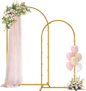 lot 5629 image: Metal Arch Backdrop Stand 7.2FT6FT Wedding Arches, Gold, Set of 2