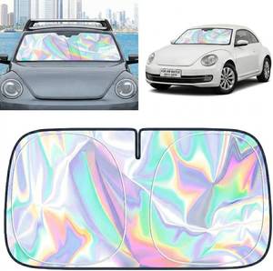 lot 5630 image: VW Beetle 2012-2019 Windshield Sun Shade - Foldable UV Reflective Sunshade