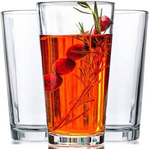 lot 5644 image: Leraze 10pc Stackable Drinking Glasses, 16oz Clear Glass Cup Glassware Set