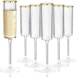 lot 5649 image: Ciaell 24 Pack Plastic Champagne Flutes for Weddings Birthdays