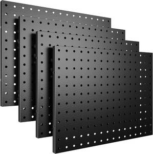 lot 5650 image: Spampur Peg Board, 4 Pack Metal Pegboard Panels Black Boards Wall Organizer