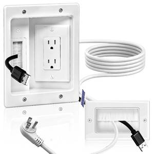 lot 5656 image: Nearza In-Wall Cable Management Kit with Recessed Outlet, 9ft Power Cord