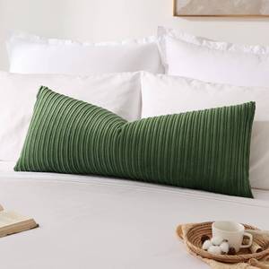 lot 5666 image: Kevin Textile Striped Corduroy 14x36 Pillow Cover 1 Pack, Moss Green