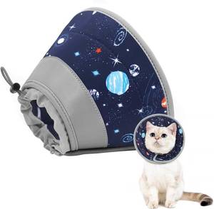 lot 5669 image: Cat Cone Collar to Stop Licking, Adjustable, Foldable Cone for Cats, Grey, L