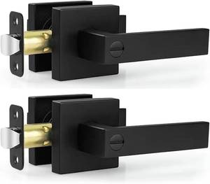 lot 5681 image: Estmoon 2 Pack Privacy Door Levers Matte Black Interior Door Locks Keyless