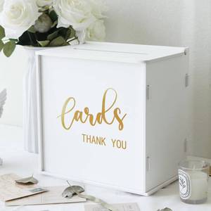 lot 5684 image: White Wedding Card Box with Slot, PVC Gift Card Box for Wedding Reception