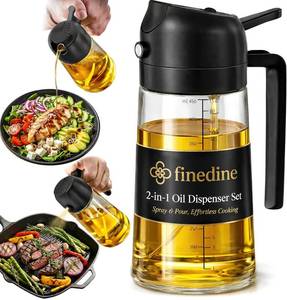 lot 5686 image: FineDine 16 oz Glass Olive Oil Sprayer for Cooking, Oil Dispenser, Black
