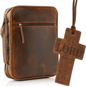 lot 5695 image: ELIZO Leather Bible Cover for Men and Women, Organizer, Large Antique