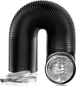 lot 5707 image: Hon&Guan 3in 16ft Air Ducting Dryer Vent Hose, Four-Layer, 2 Clamps, Black