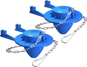 lot 5712 image: 2-Pack Universal 2 Toilet Flapper Kit - Rubber & Stainless Chain (Blue)