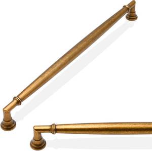 lot 5725 image: 10 Pack Antique Brass Cabinet Pulls, 10-Inch (254mm) Kitchen Handles
