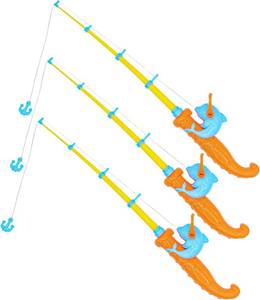 lot 5727 image: 3 Pcs Fishing Rod Pool Toy, Magnetic Bath Fishing Game for Kids